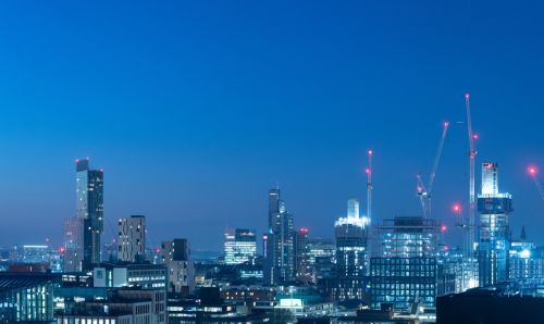 Manchester skyline at night